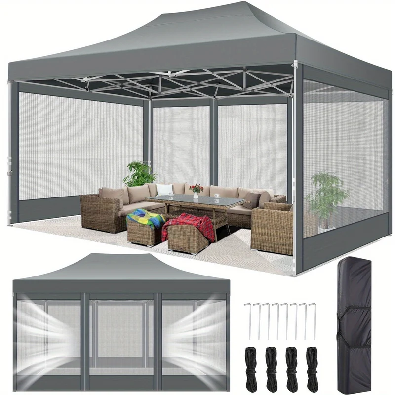 Pop-Up Tent – Overkapping – Schuilplek – Tuinkamer – Markttent – 3X4,5 Meter – Met Gaaswanden