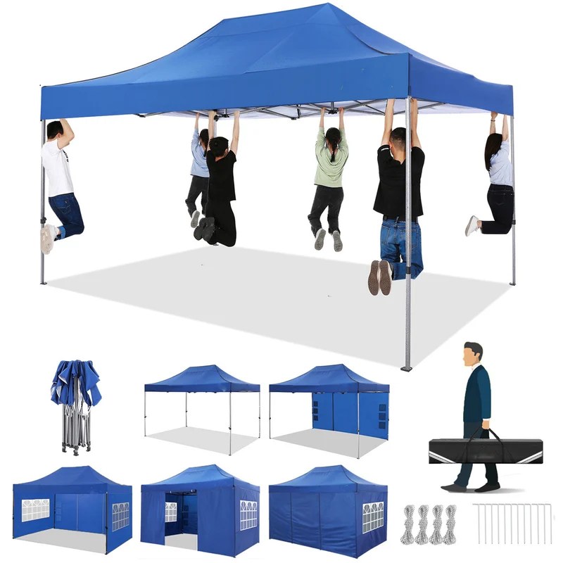Pop-Up Canopy Tent – Partytent – Schaduw Tent – Buiten Tent – Ruim 3x4,5 Meter – Lichtgewicht Alloy Frame – Inclusief Draagtas - Blauw