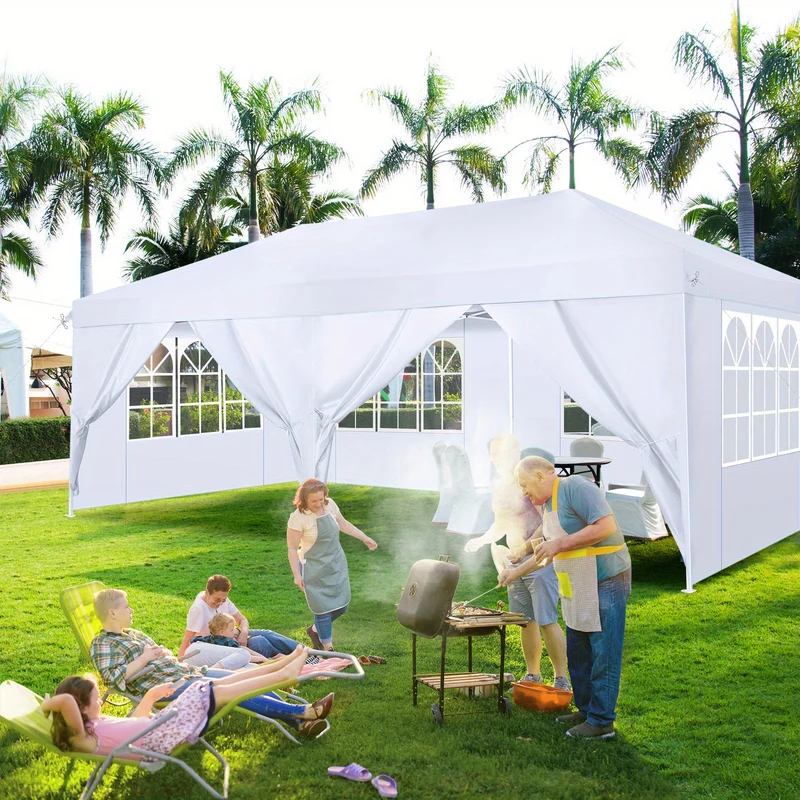 Pop-Up Zonnetent – Schaduw Tent – Tuin Tent – Evenement Tenten – 3×6 Meter – 6 Zijwanden – Stevig Legering Frame
