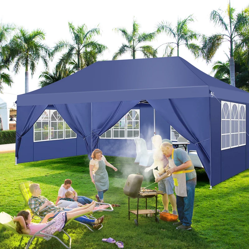 Pop-Up Tent – Zonwering Tent – Tuin Tent – Markt Tent – 3×6 Meter – 6 Zijwanden – Verstelbare Hoogte