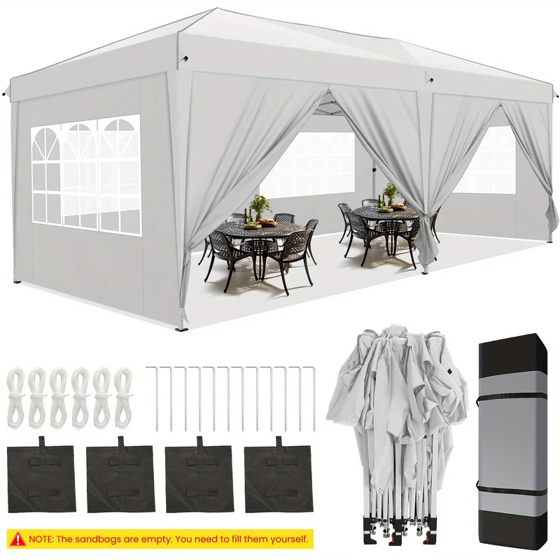 Pop-Up Partytent – Vouwtent – Evenemententent – Tent Met Zijwanden – 3x6 Meter – UV50+ Bescherming – Stevig Aluminium Frame