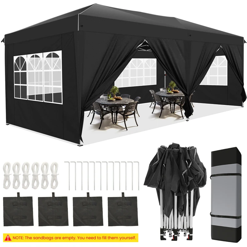 Pop-Up Gazebo – Tuin Tent – Evenementen Tent – Marktkraam Overkapping – 3X6 Meter – UV50+ Bescherming – Stevig Lichtgewicht Frame