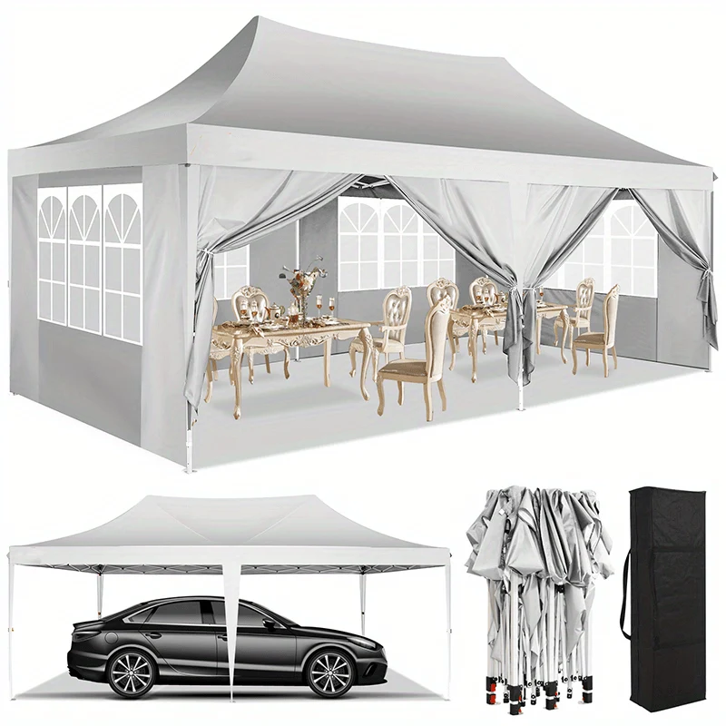 Partytent – Schaduw Tent – Evenementen Tent – Tuinfeest Tent – Marktstand Tent – 3x6 Meter – Met Zijwanden – Stevig Metalen Frame