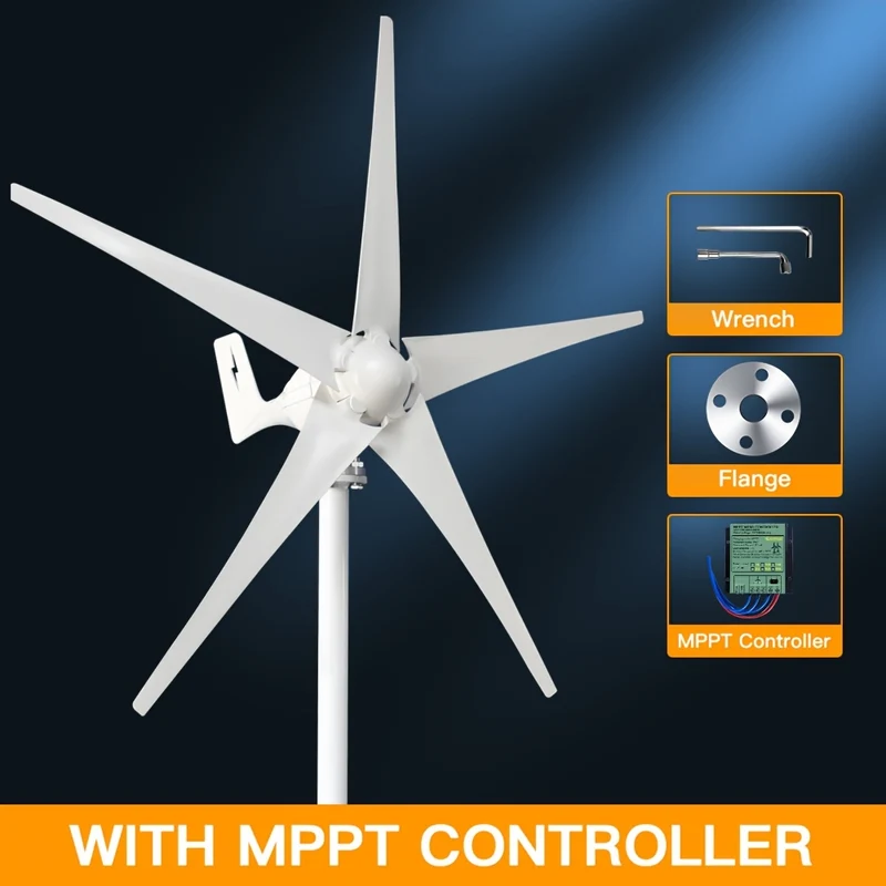 Windmolen – Windturbine – Windgenerator – Windkracht Generator – Windopwekker – 1000W Vermogen – MPPT Laadregelaar – Geschikt voor 12V/24V/36V systemen – Overbelastings- en Diefstalbeveiliging – Draagbaar & Duurzaam
