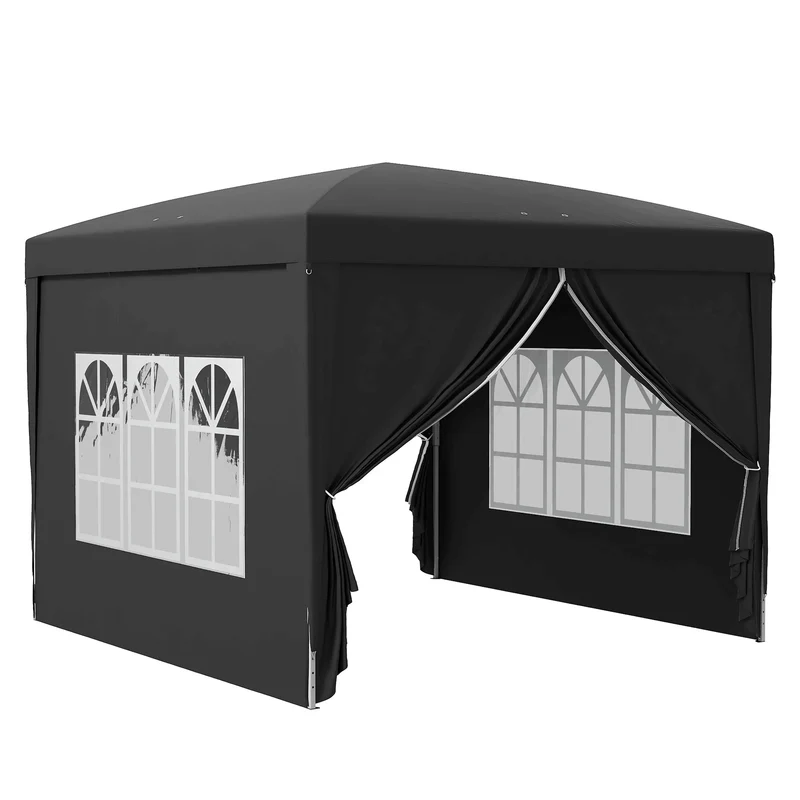 Partytent – Tuin Tent – Festival Tent – Opvouwbare - Overkapping – Beschuttings Tarp – UV Bescherming Factor 50+ – Ruimte Voor 5-8 Personen - Zwart