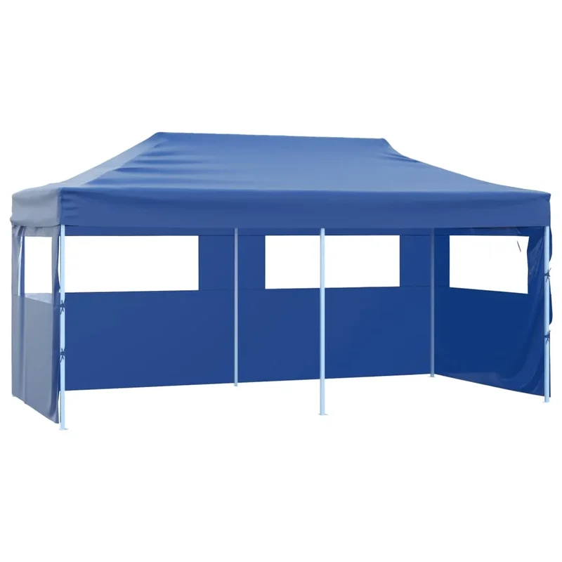 Opvouwbare Tent – Tuinpaviljoen – Partytent – Ontvangsttent – Markttent – Campingtent – 3x6 Meter – Waterafstotend 600D Oxford – Gepoedercoat Stalen Frame - Blauw