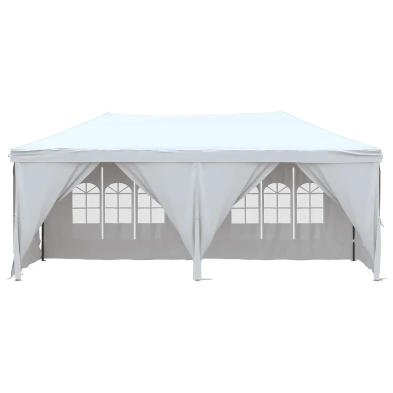 Tuinpaviljoen – Partytent – Draagbare Koepeltent – Opvouwbare Wandtent – Tuinkamer – UV Bescherming – 210D Oxford Stof – Stalen Frame - 3 x 6 m - Wit
