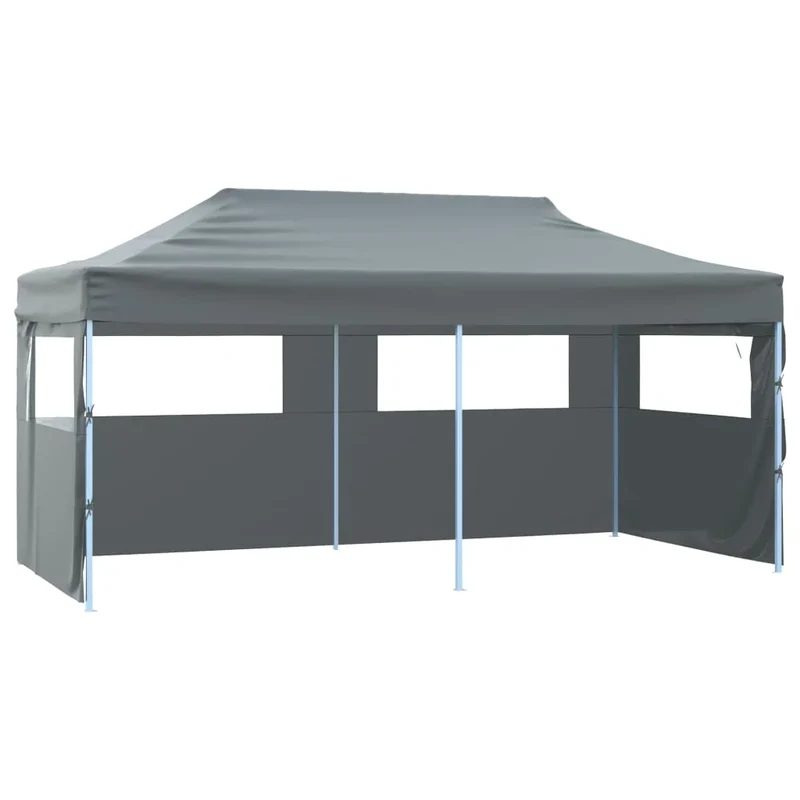 Opvouwbare Tent – Tuinpaviljoen – Partytent – Ontvangsttent – Markttent – Campingtent – 3x6 Meter – Waterafstotend 600D Oxford – Gepoedercoat Stalen Frame - Grijs