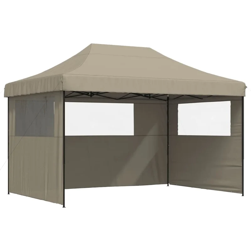 Tuinpaviljoen – Partytent – Opvouwbare Tent – Tuinkamer – Evenemententent – Outdoor Tent – met 3 Zijwanden - Waterafstotend Oxford Polyester – Stevig Gepoedercoat Staal - 410 x 279 x 315 cm - Bruin
