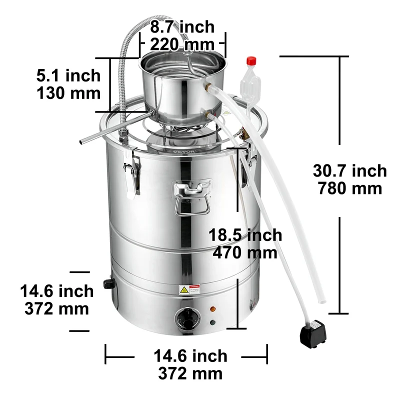 VEVOR Alcohol Still Water Alcohol Distiller Home Distillery Kit include Stainless Steel Tube Pump for DIY Whisky Wine Brandy