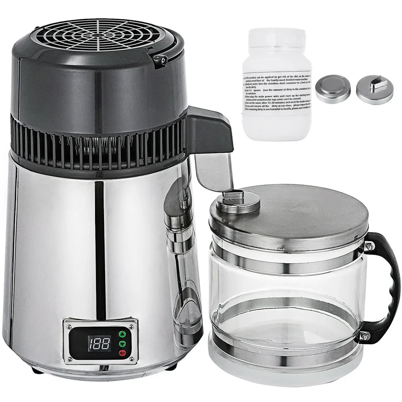 VEVOR 4L Water Distiller Purifier Filter Dispenser Drinking Bottle Softener Dual Temp Display Overheat Protection Home Appliance