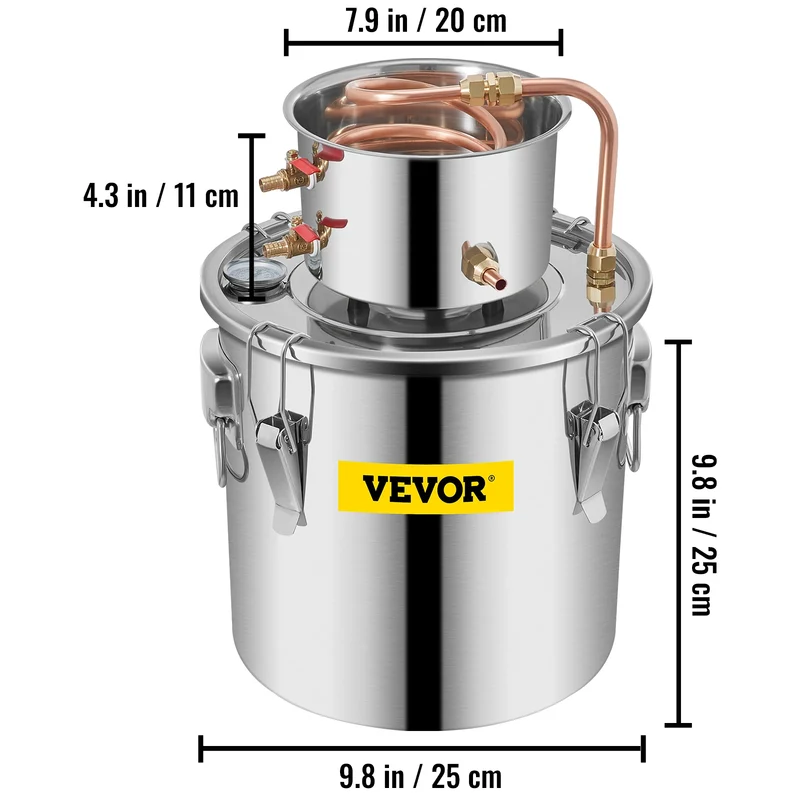 VEVOR Alcohol Still Water Alcohol Distiller Home Distillery Kit include Stainless Steel Tube Pump for DIY Whisky Wine Brandy