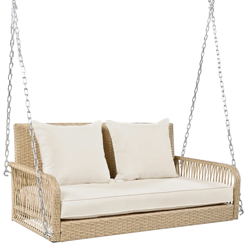 2-Persoons Schommelstoel – Buitenschommel – Tuinschommel – Patio Schommel – Polyrattan – 11 Cm Dik Kussen – Weerbestendig Frame