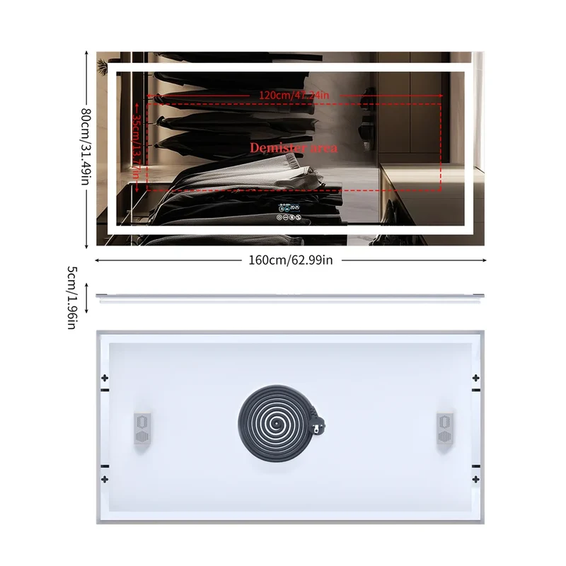 Led-Badkamerspiegel – Spiegel – Badkamerspiegel – Make-Upspiegel – Led-Spiegel – Bluetooth-Speaker – Anti-Condens - 140x70cm