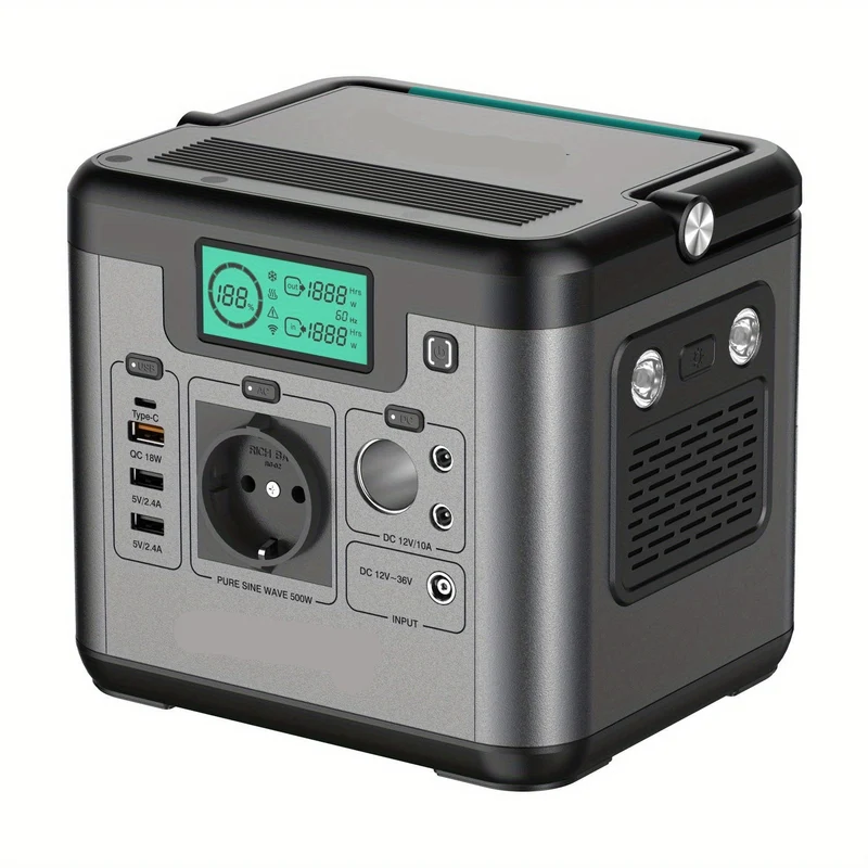 Draagbare Powerbank – Power Station – Noodstroom – Mobiele Accu – 518 Wh Capaciteit – 500W AC Uitgang