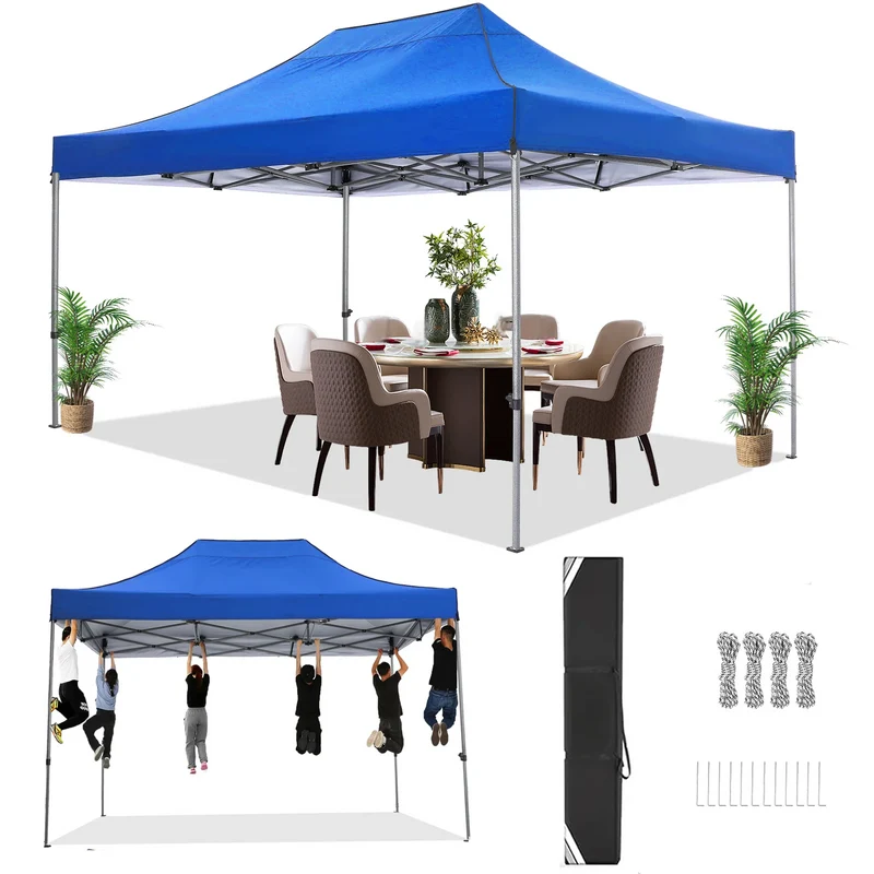 Tuinpaviljoen - Pop-Up Luifel – Luifeltent – Schaduwdoek – Terrasluifel – 3x4,5 Meter – Waterdicht Polyester – Stalen Frame - Blauw