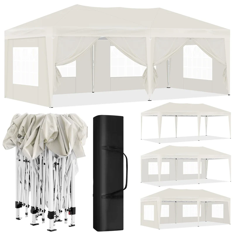 Tuinpaviljoen – Partytent – Tuitent – Overkapping – Waterdicht Oxford Doek – Pop-Up Systeem - 3x6 Meter – Beige