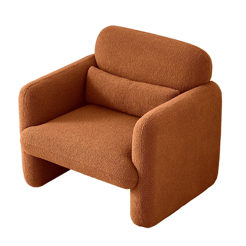 Relaxstoel – Lounge Stoel – Fauteuil – Stoel – Leesstoel – Zacht Stof – Houten Frame – Comfortabele Kussens - Oranje