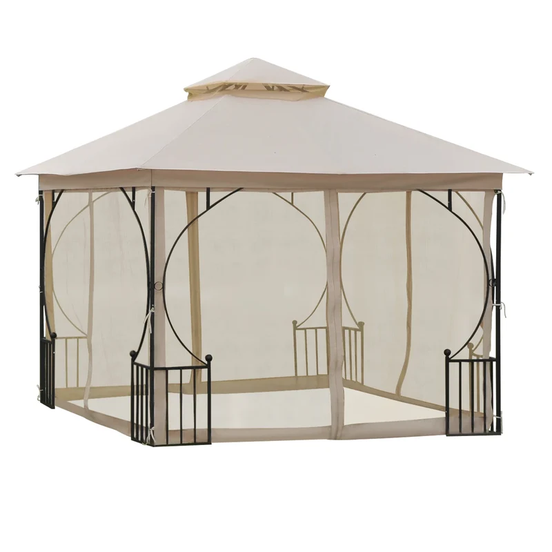 Tuinpaviljoen – Tuinhuisje – Tuinkamer – Overkapping – Buitenverblijf – 3x3 Meter – Metalen Frame – Insectengaas