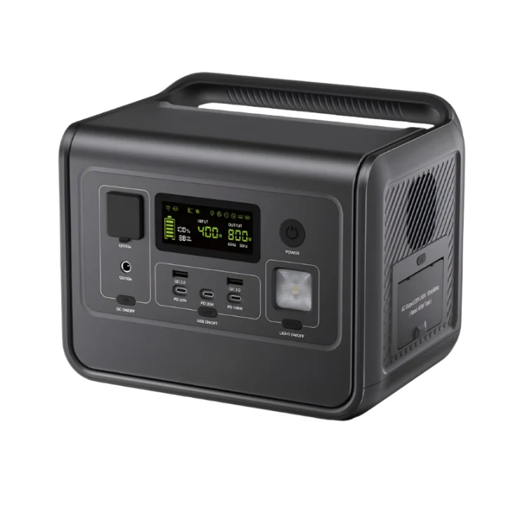 Powerstation – Draagbare Energiecentrale – Mobiele Batterij – Noodstroom – 512Wh Capaciteit – 800 Watt Vermogen - LiFePO4 Batterij - voor Home Backup - Outdoor Kamperen - Mobiele Stroom - Zwart