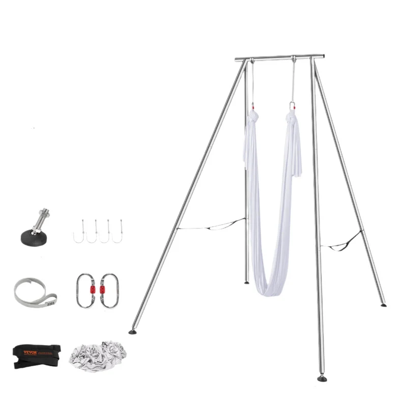 Aerial Yoga Frame – Yoga Hangmat – Stretching Frame – Buiten En Binnen – Max Draagkracht 250 Kg – Roestbestendig Chroom - Wit