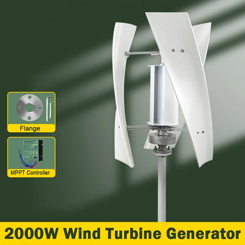 Verticale Windturbine – Windgenerator – Duurzame Energie – Stroomvoorziening – 2000W Vermogen – Compact En Lichtgewicht