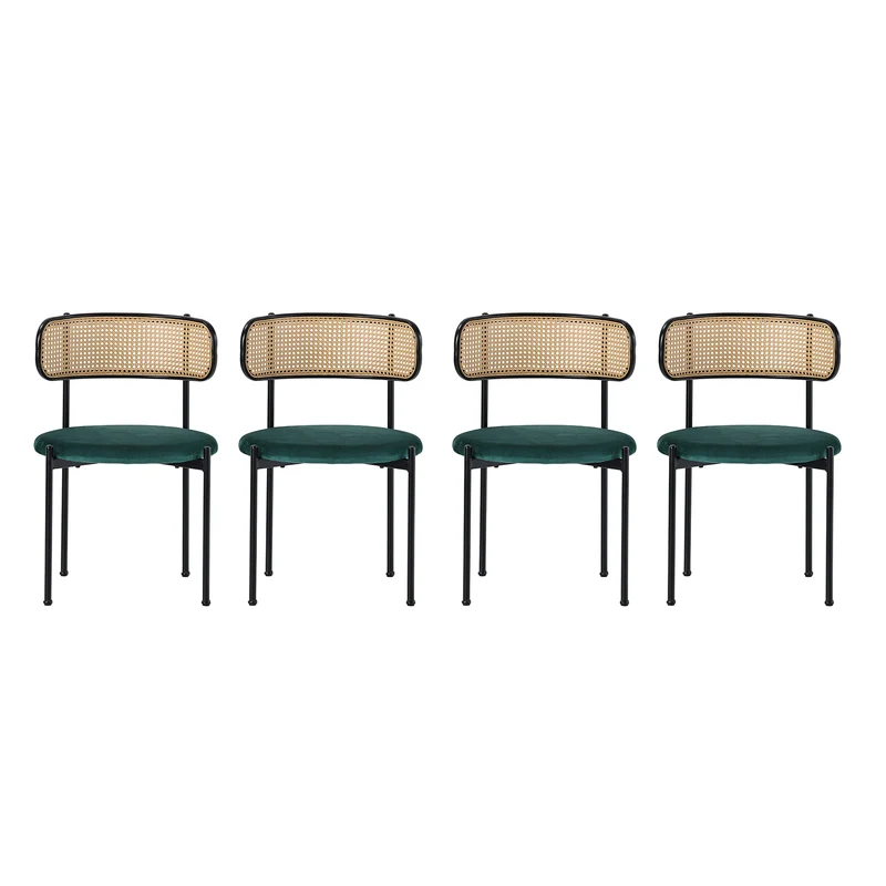 Eetkamerstoelen – Stoelen – Kuipstoelen – Dining Stoelen – Set van 4 - Velours Bekleding – Ergonomische Rugleuning - Groen