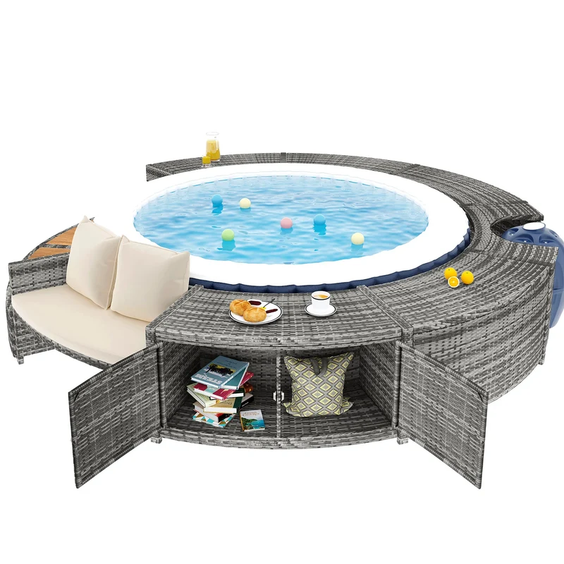 Ronde Tuinbank – Buitenlounge – Tuinmeubel – Loungeset – Zithoek – PE-Rattan – Weerbestendig