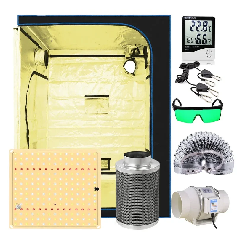 Kweektent – Groeikas – Kweekruimte – Planten Tent – 600D Oxford Doek – Reflecterende Binnenlaag – LED-Groeilampen - 150x150x200CM Kits