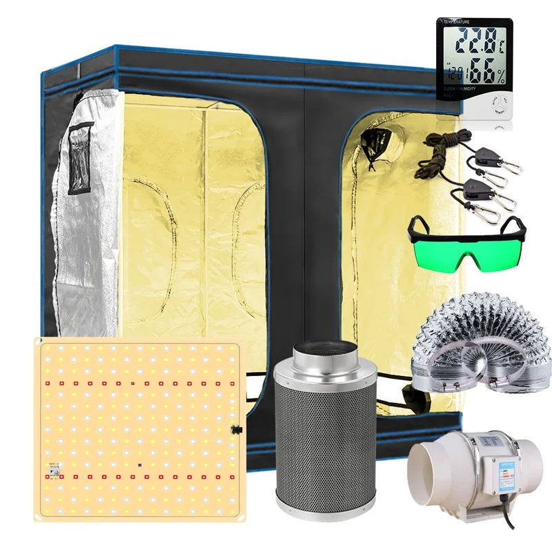 Kweektent – Groeikas – Kweekruimte – Planten Tent – 600D Oxford Doek – Reflecterende Binnenlaag – LED-Groeilampen - 300x150x200CM Kits