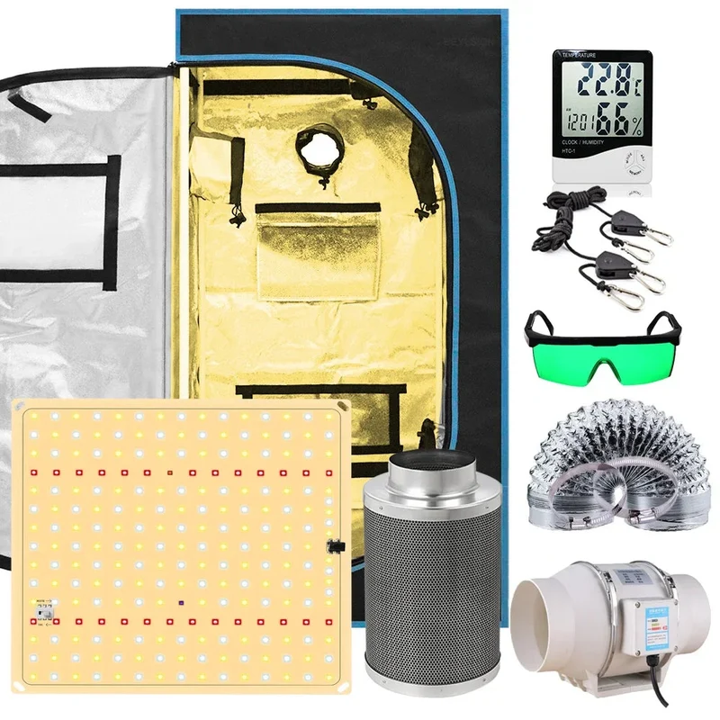 Kweektent – Groeikas – Kweekruimte – Planten Tent – 600D Oxford Doek – Reflecterende Binnenlaag – LED-Groeilampen - 90x90x180CM Kits