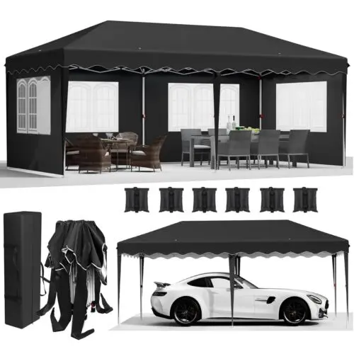 Pop-Up Gazebotent – Partytent – Tent – Opvouwbare Tent – Buiten Tenten – 3x6 Meter – Aluminium Frame - Zwart
