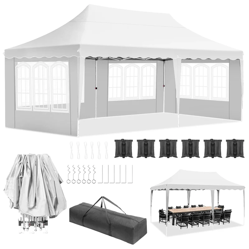 Pop-Up Gazebotent – Partytent – Tent – Opvouwbare Tent – Buiten Tenten – 3x6 Meter – Aluminium Frame - Wit