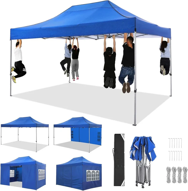 Partytent – Opvouwbare Tent – Tuinentent – Markttent – 3x4,5 Meter – Waterdicht 420D Oxford – Verstelbare Hoogte - Blauw