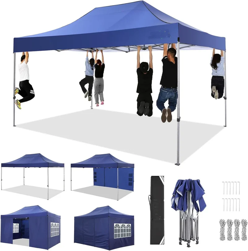 Partytent – Opvouwbare Tent – Tuinentent – Markttent – 3x4,5 Meter – Waterdicht 420D Oxford – Verstelbare Hoogte - Marineblauw