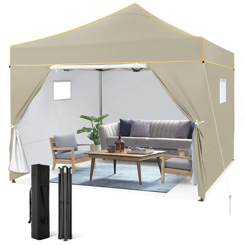 Partytent – Tuinkamer – Overkapping – Tent – Pop-Up Tent – Stevig Roestvrij Stalen Frame – Waterdicht Met UV-Bescherming - 3.3M - Kaki