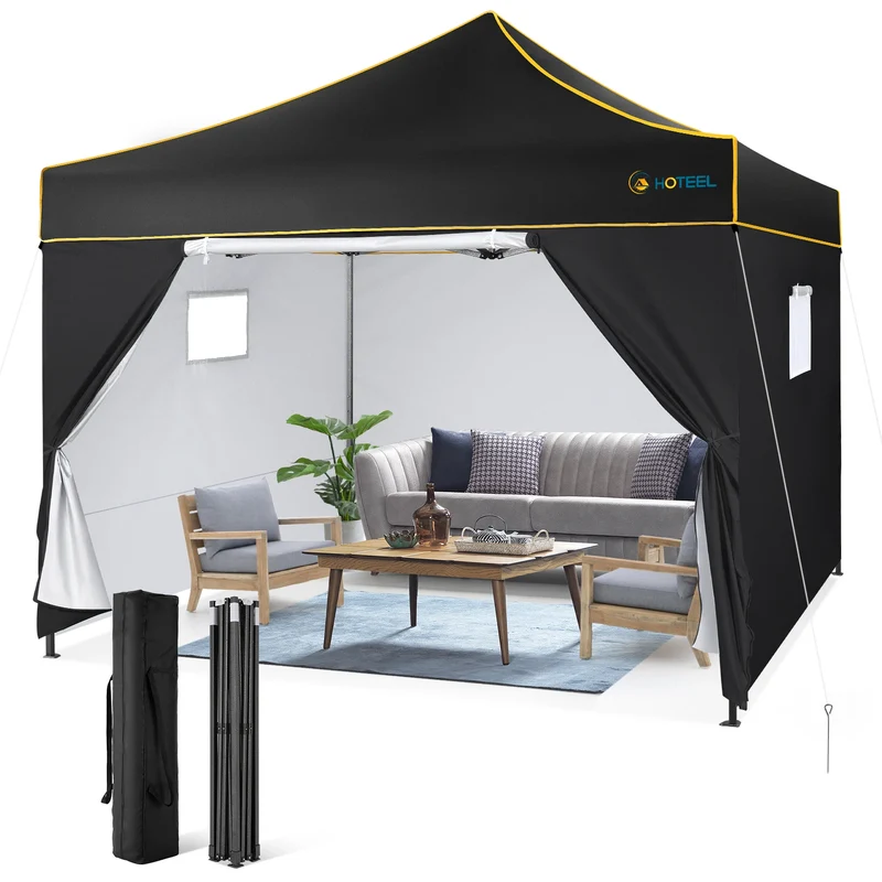 Partytent – Tuinkamer – Overkapping – Tent – Pop-Up Tent – Stevig Roestvrij Stalen Frame – Waterdicht Met UV-Bescherming - 3.3M - Zwart