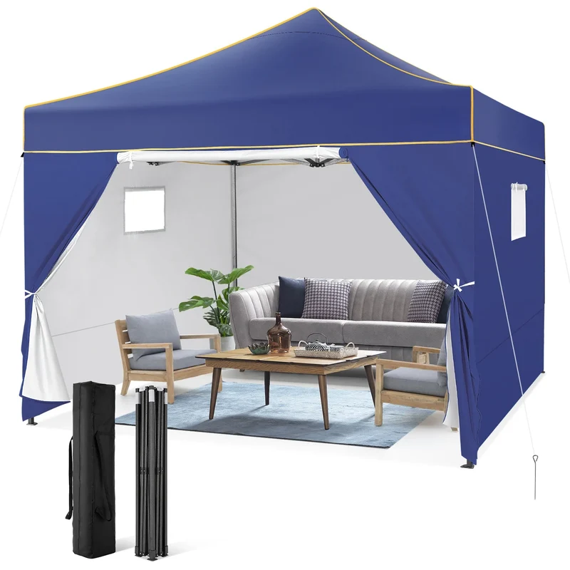 Partytent – Tuinkamer – Overkapping – Tent – Pop-Up Tent – Stevig Roestvrij Stalen Frame – Waterdicht Met UV-Bescherming - 3.3M - Marineblauw