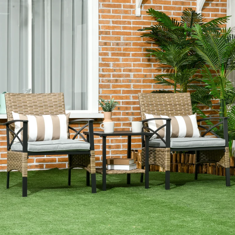 Tuinset – Buitenmeubelset – Fauteuilset – Balkonset – Terrasset – Stalen Frame – Kunstrotan Bekleding
