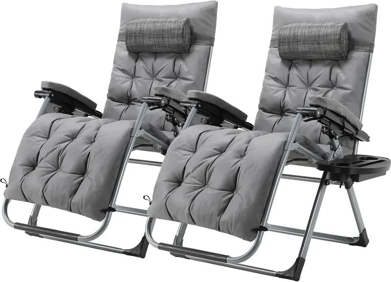 Zero Gravity Ligstoel – Relaxstoel – Tuinstoel – Campingstoel – Buitenzitje – Verstelbare Rugleuning – Waterafstotend Kussen - Grijs