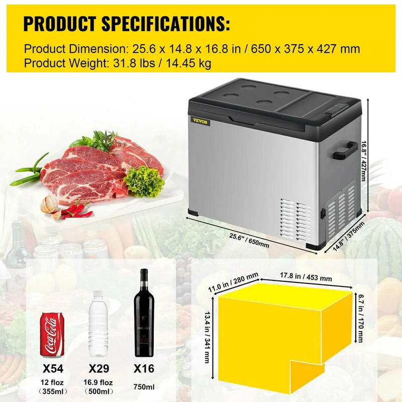 Mini Koelkast – Mobiele Koelbox – Draagbare Koelkast – Camping Koelkast – 12/24V En 110-240V – Temperatuurbereik -20°C Tot 20°C - 40L 42QT