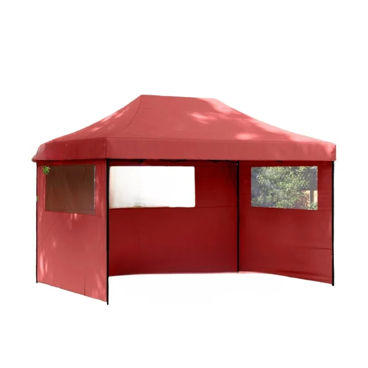 Tuinpaviljoen – Partytent – Opvouwbare Tent – Tuinkamer – Evenemententent – Outdoor Tent – met 3 Zijwanden - Waterafstotend Oxford Polyester – Stevig Gepoedercoat Staal - 410 x 279 x 315 cm - Rood