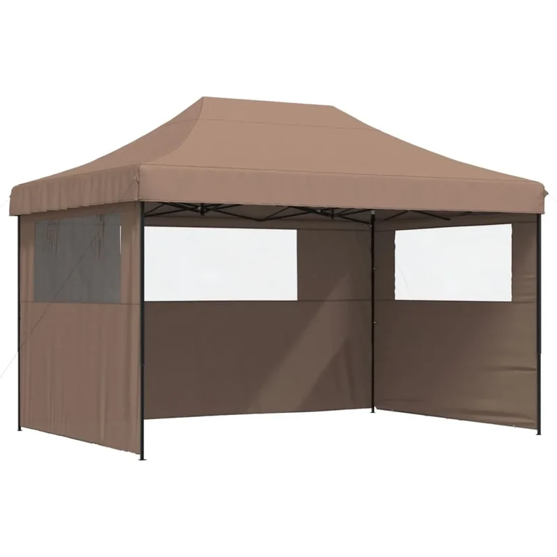 Tuinpaviljoen – Partytent – Opvouwbare Tent – Tuinkamer – Evenemententent – Outdoor Tent – met 3 Zijwanden - Waterafstotend Oxford Polyester – Stevig Gepoedercoat Staal - 410 x 279 x 315 cm - Kastanje