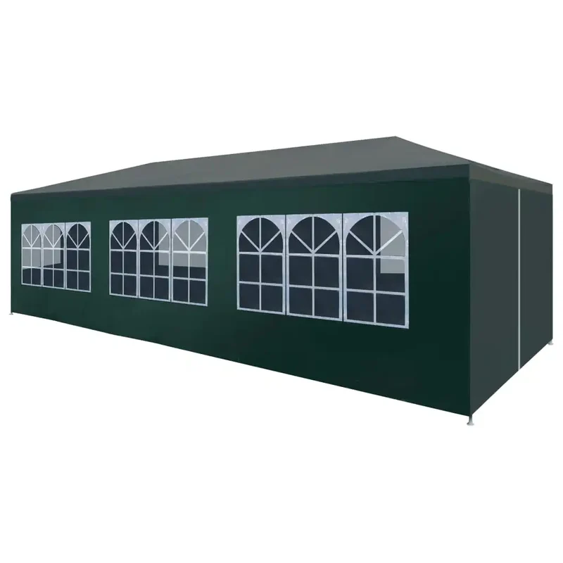 Partytent – Tuinpaviljoen – Ruime Ontvangsttent – Tuinkamer – Evenemententent – Polyester Tent – 3 x 9 m – Roestvrij Stalen Frame - Groen