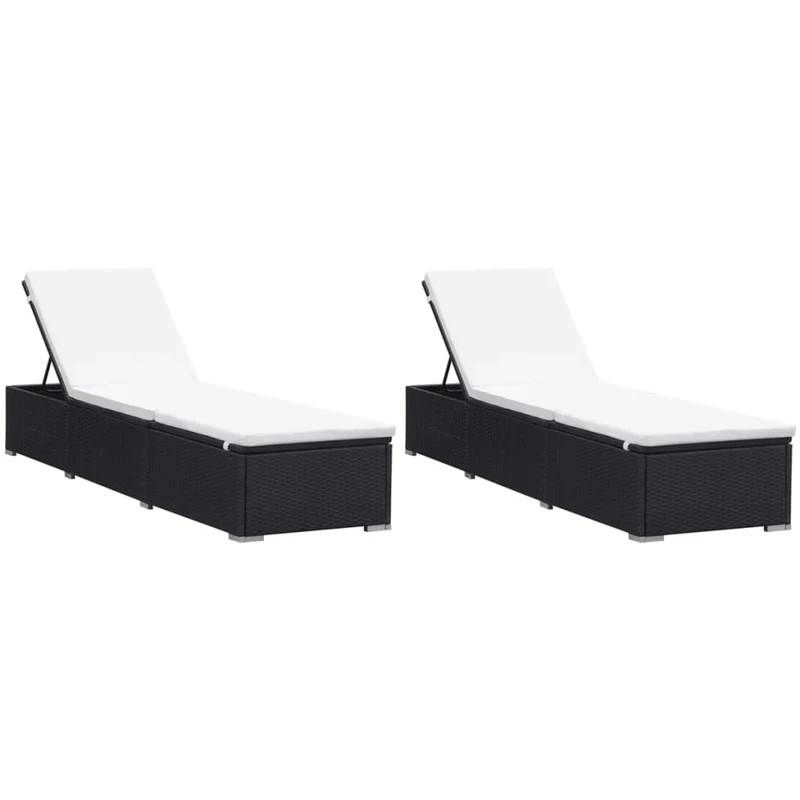 2-Zits Verstelbare Ligstoelen – Tuinstoelen – Ligbed - Lounge Stoelen – Poly Rattan Stoelen – Stalen Frame – Afneembare Kussens