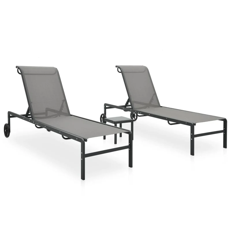 2-Persoons Loungeset – Tuinmeubel – Ligstoel – Buitenmeubel – Verstelbare Rugleuning – Duurzaam Staalframe
