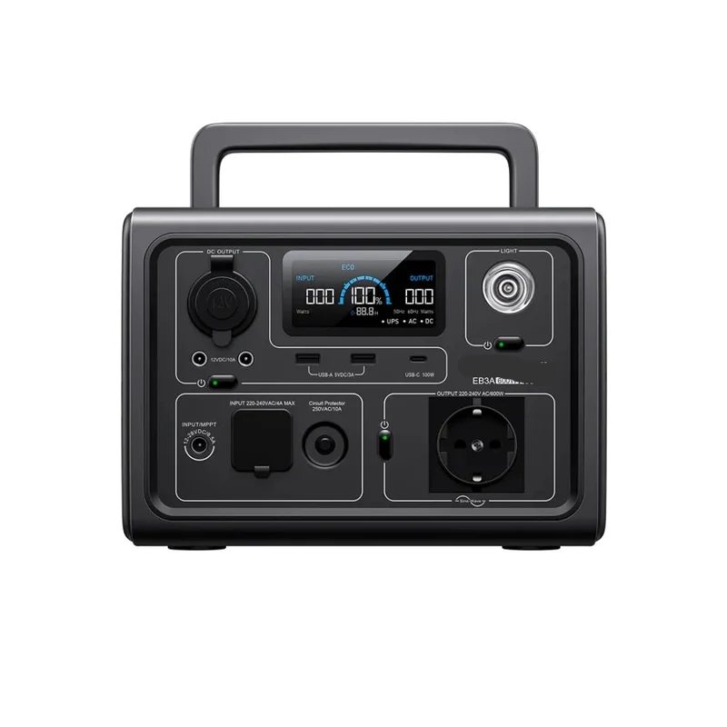 Draagbare Powerstation – Powerbank – Mobiele Accu – Noodstroom – Camping Accu – 600W Pure Sinusgolf – 268Wh Capaciteit