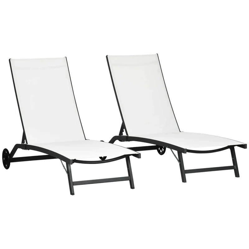 Ligbedden – Tuinligbedden – Verstelbare Ligstoelen – Buitenligbedden – Aluminium Frame – Ademend Mesh – Wieltjes