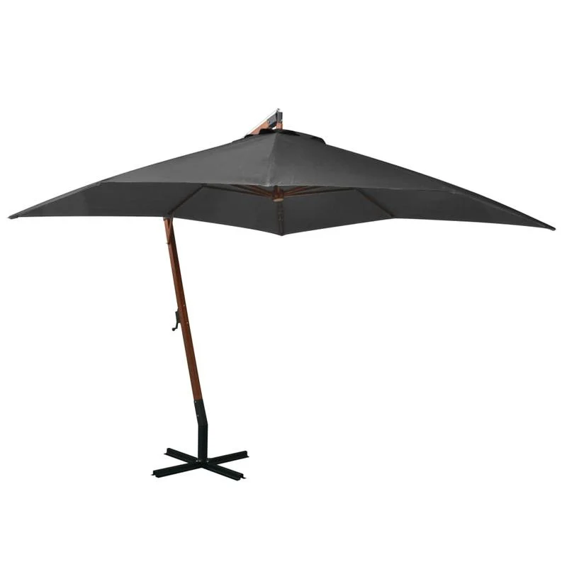 Zwevende Parasol – Hangende Parasol – Balkonparasol – Tuinparasol – 3x3 Meter – Waterbestendig Polyester – Massief Grenenhout