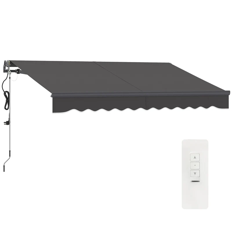 Elektrische Zonwering – Uittrekbare Zonwering – Elektrisch Zonnescherm – Handmatige Slinger – Aluminium Frame – UV-bestendig Doek - Donkergrijs